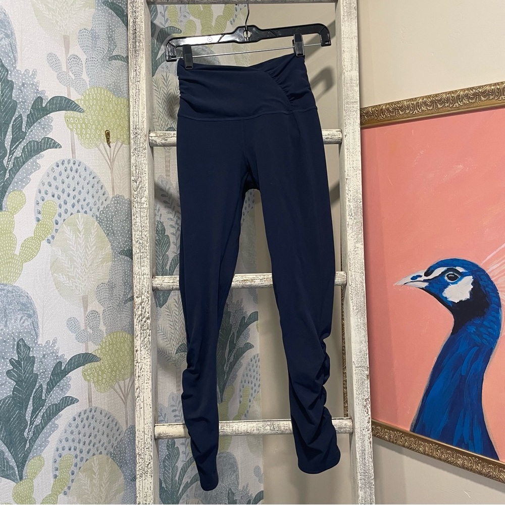 Lululemon Align High Rise Pant Ruched Waist Leggings True Navy Blue